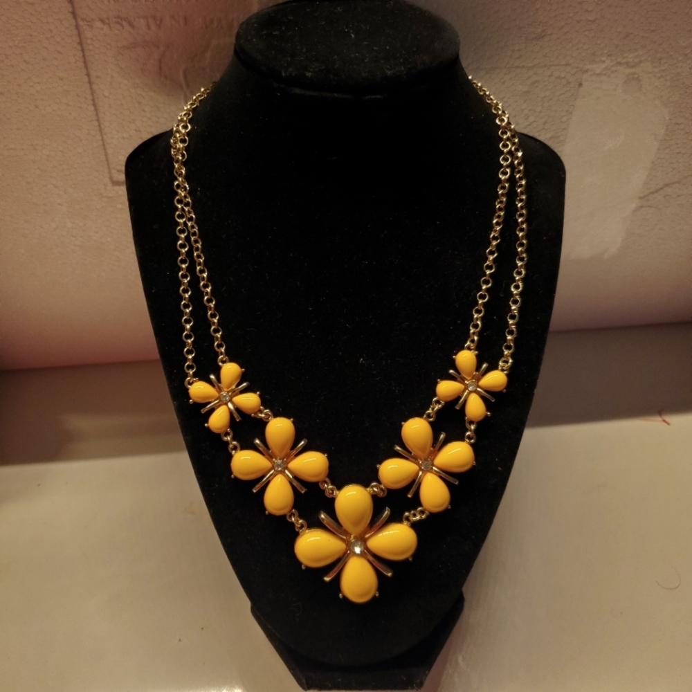 Orange and gold flower statement necklace